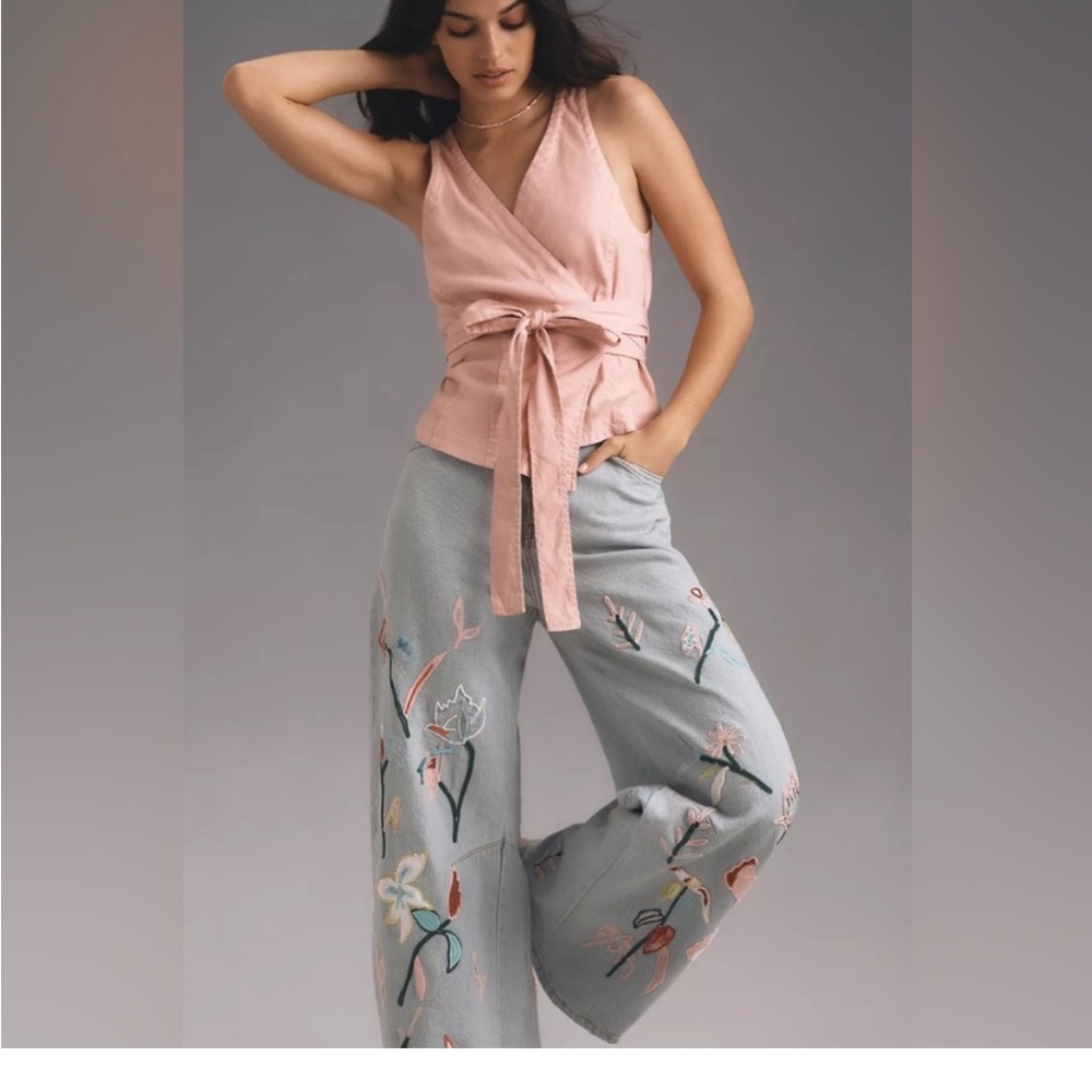 Pilcro Embroidered Bowed Slouch High-Rise Jeans - Picture 2 of 8
